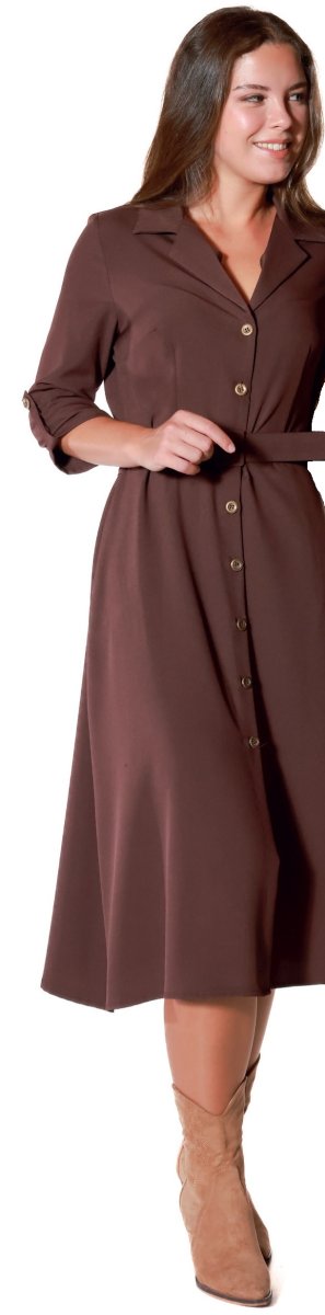Vestido camisero con cinturón y mangas - Imagen 2